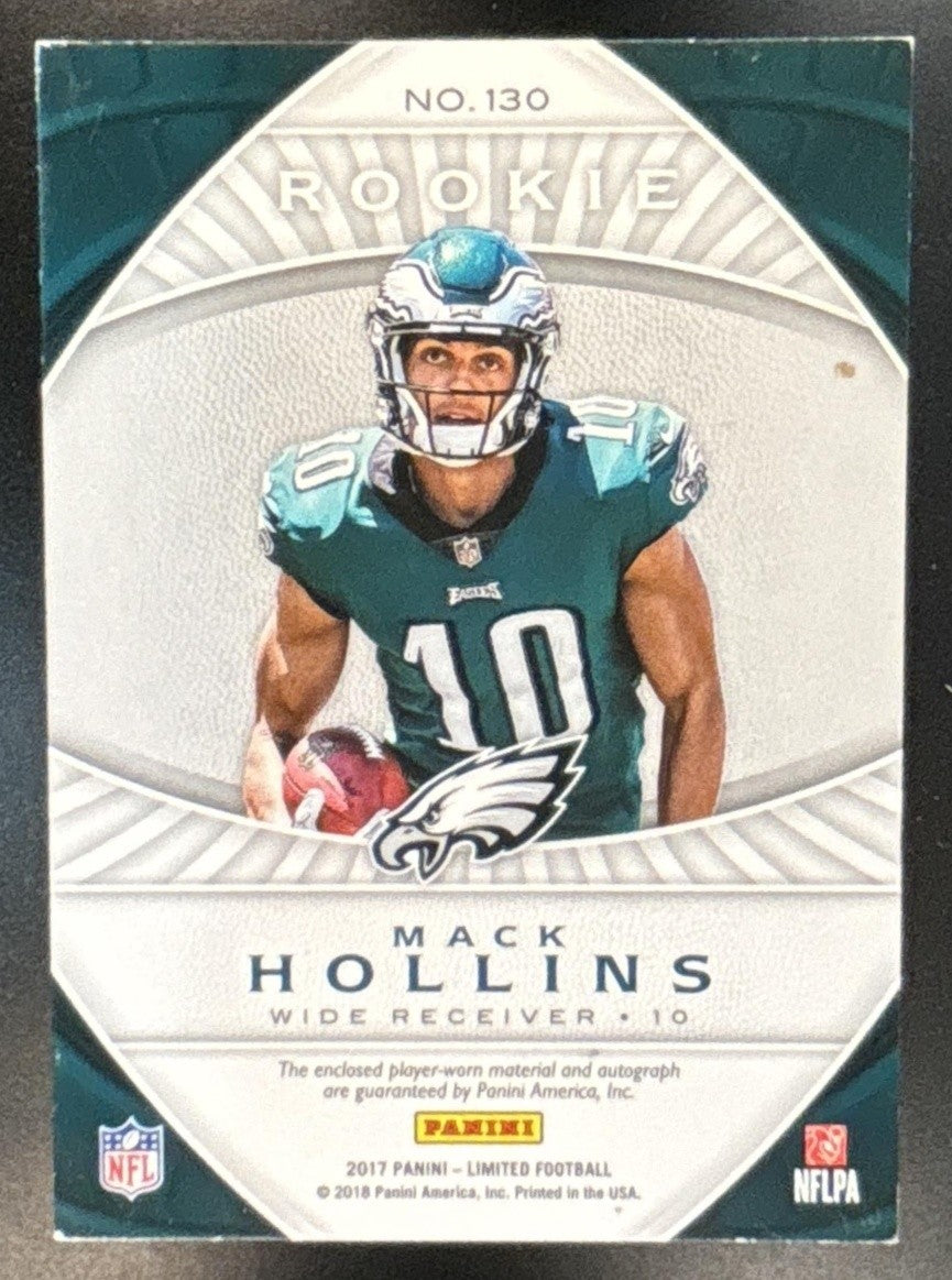 2017 Panini Limited Mack Hollins /299 #130 Patch Auto RC Philadelphia Eagles - Sports Cards