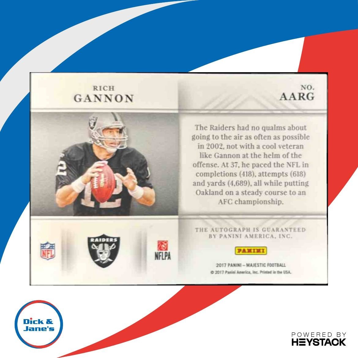 2017 Panini Majestic Rich Gannon Astonishing Arms /49 Auto Oakland Raiders - Sports Cards