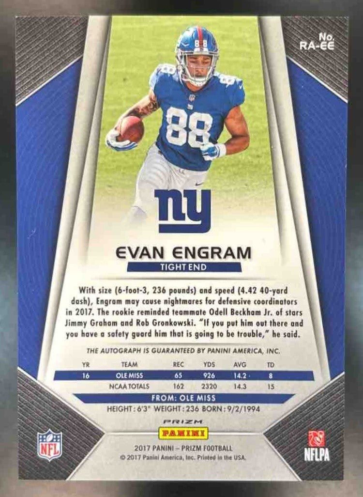 2017 Panini Prizm Evan Engram Rookie Auto #RA-EE RC New York Giants - Sports Cards
