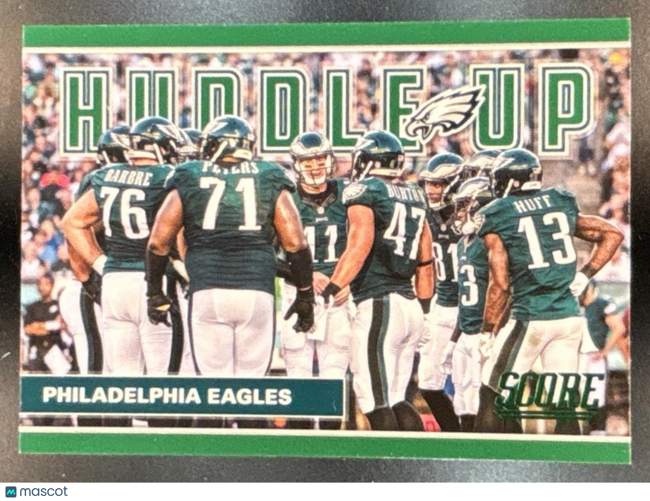 2017 Panini Score Carson Wentz Huddle Up Green #3 Philadelphia Eagles - Sports Cards