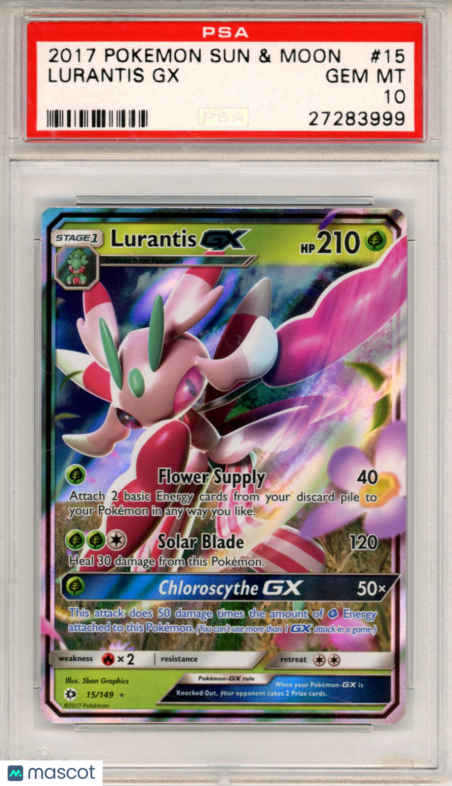 2017 Pokemon Sun & Moon Lurantis GX #15 PSA 10 GEM MINT - Graded TCG/CCG