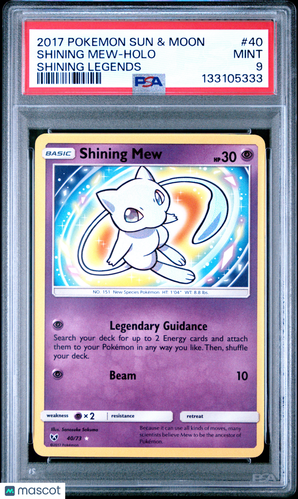 2017 Pokemon Sun & Moon Shining Legends Shining Mew #40 HOLO PSA 9 MINT - Graded TCG/CCG