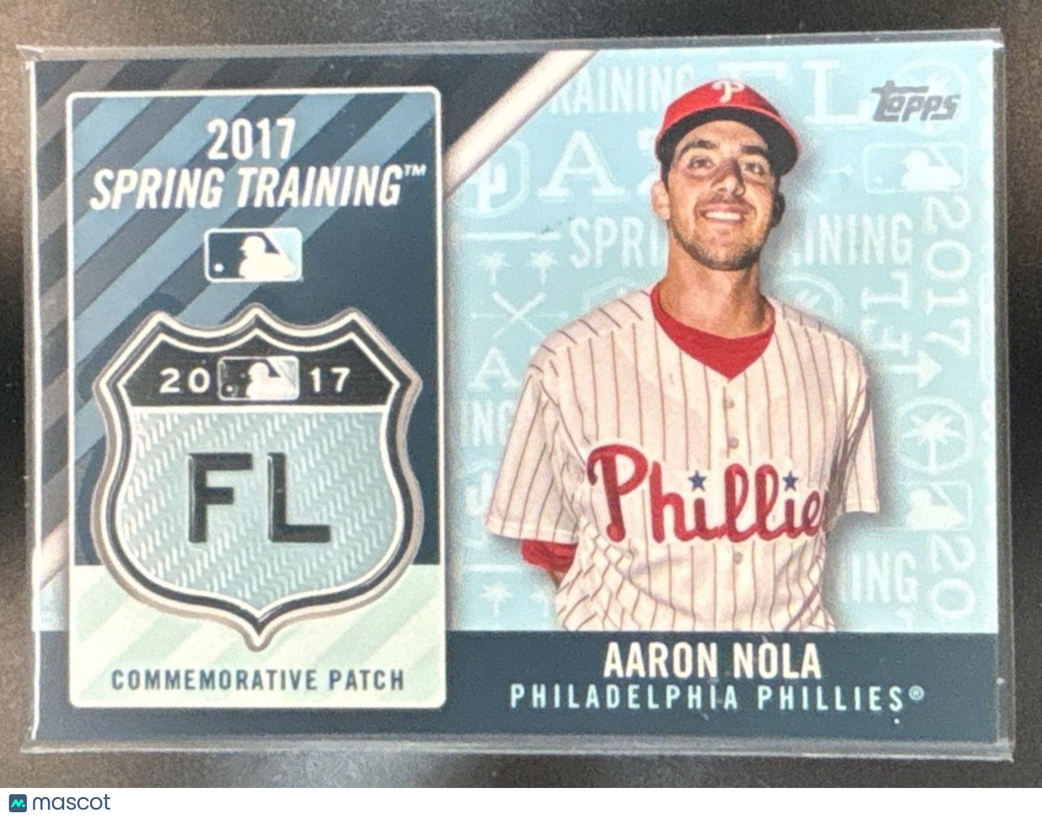 2017 Topps Aaron Nola MLB Spring Training Logo Patch Philadelphia Phillies - Sports Cards