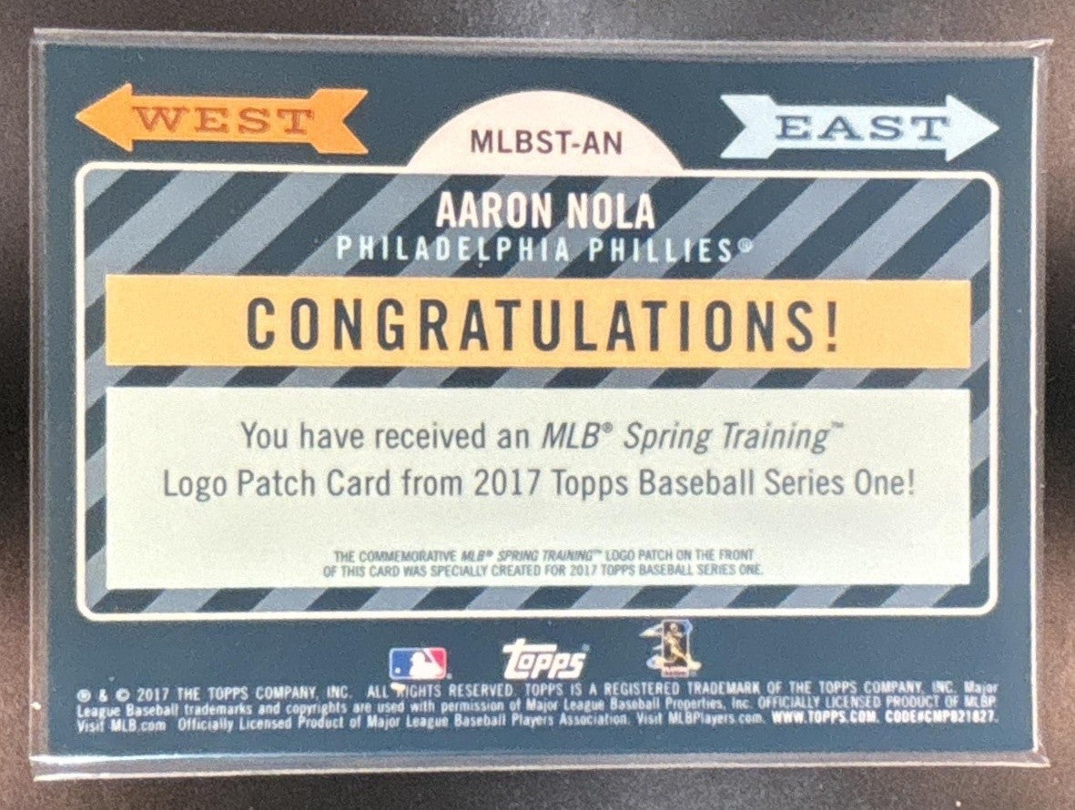 2017 Topps Aaron Nola MLB Spring Training Logo Patch Philadelphia Phillies - Sports Cards