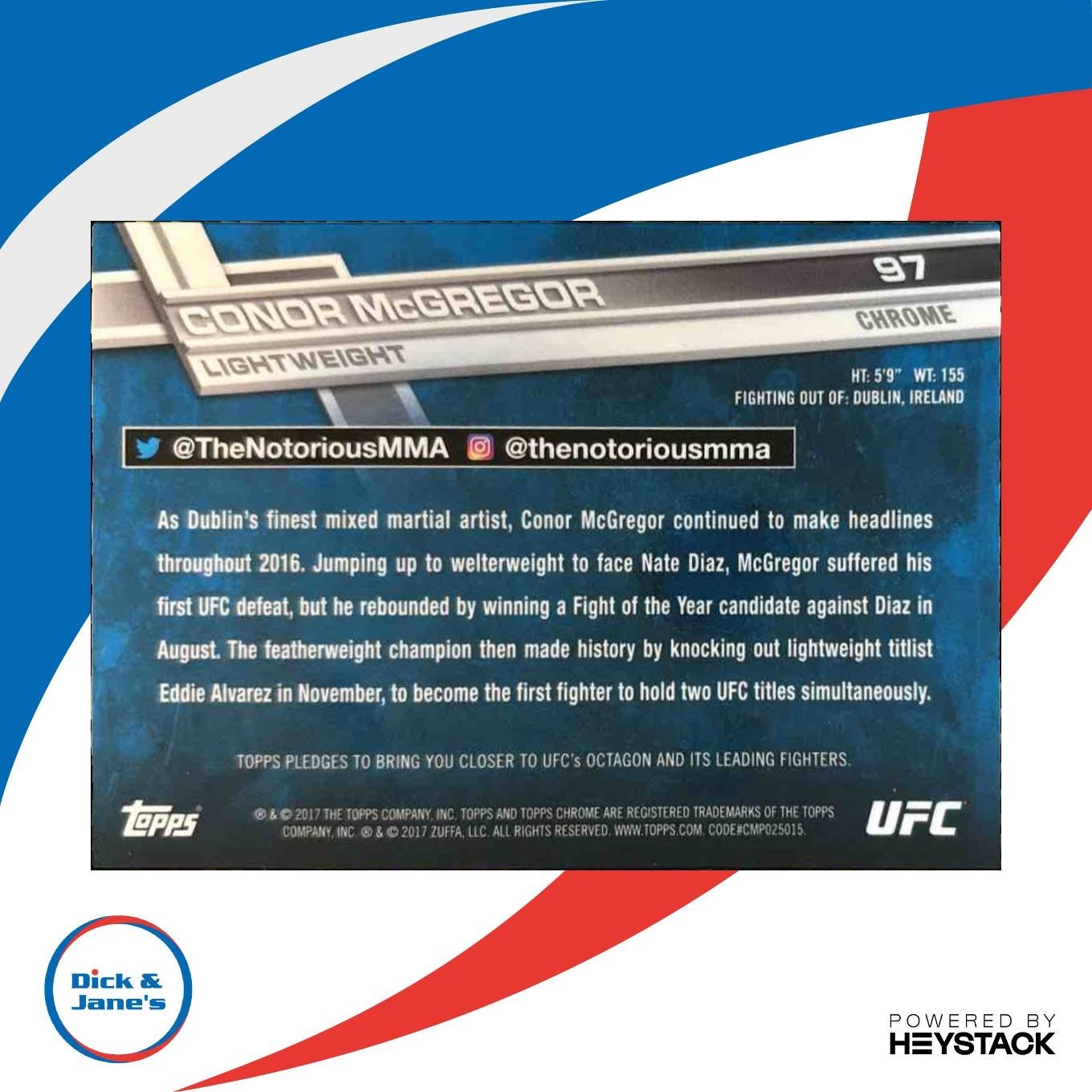 2017 Topps Chrome UFC Conor McGregor #97 - Sports Cards