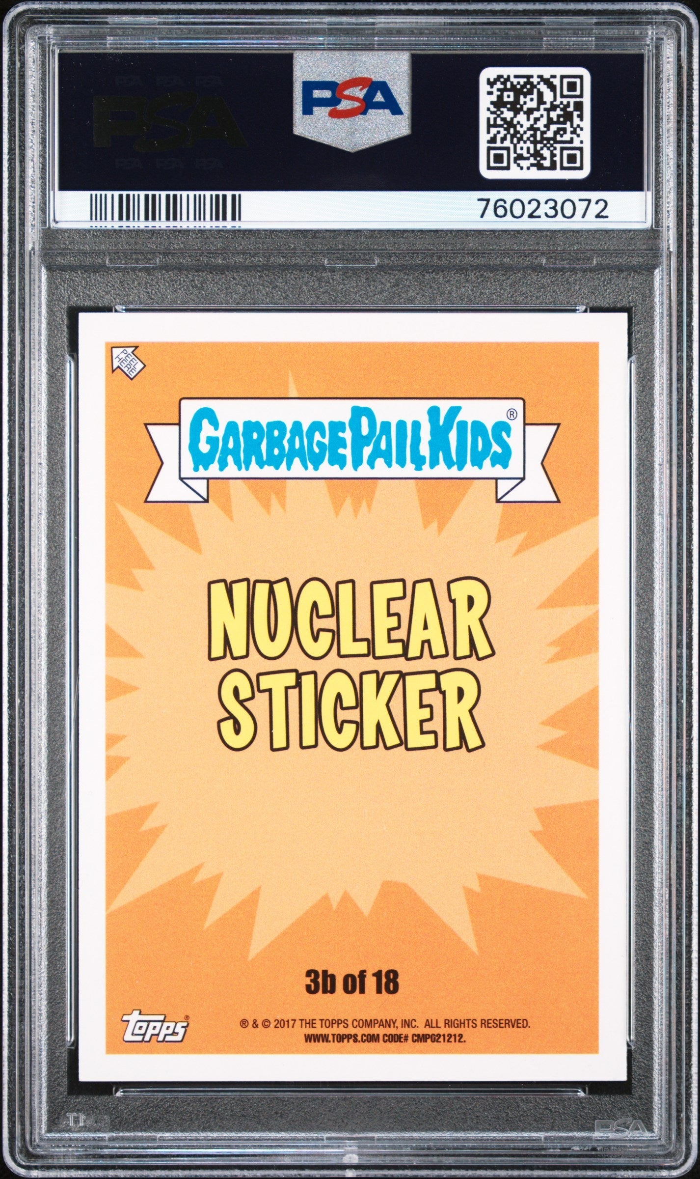 2017 Topps Garbage Pail Kids Yellow Nuclear Sticker Trump Terror #3b PSA 9 - Graded Non-Sports Cards