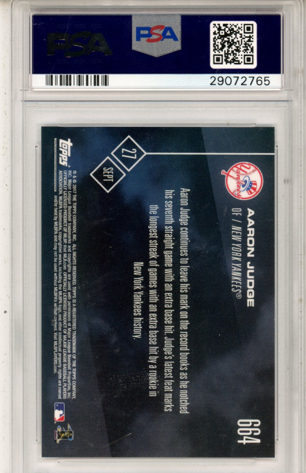 2017 Topps Now Aaron Judge #664 PSA 10 - Graded Sports Cards