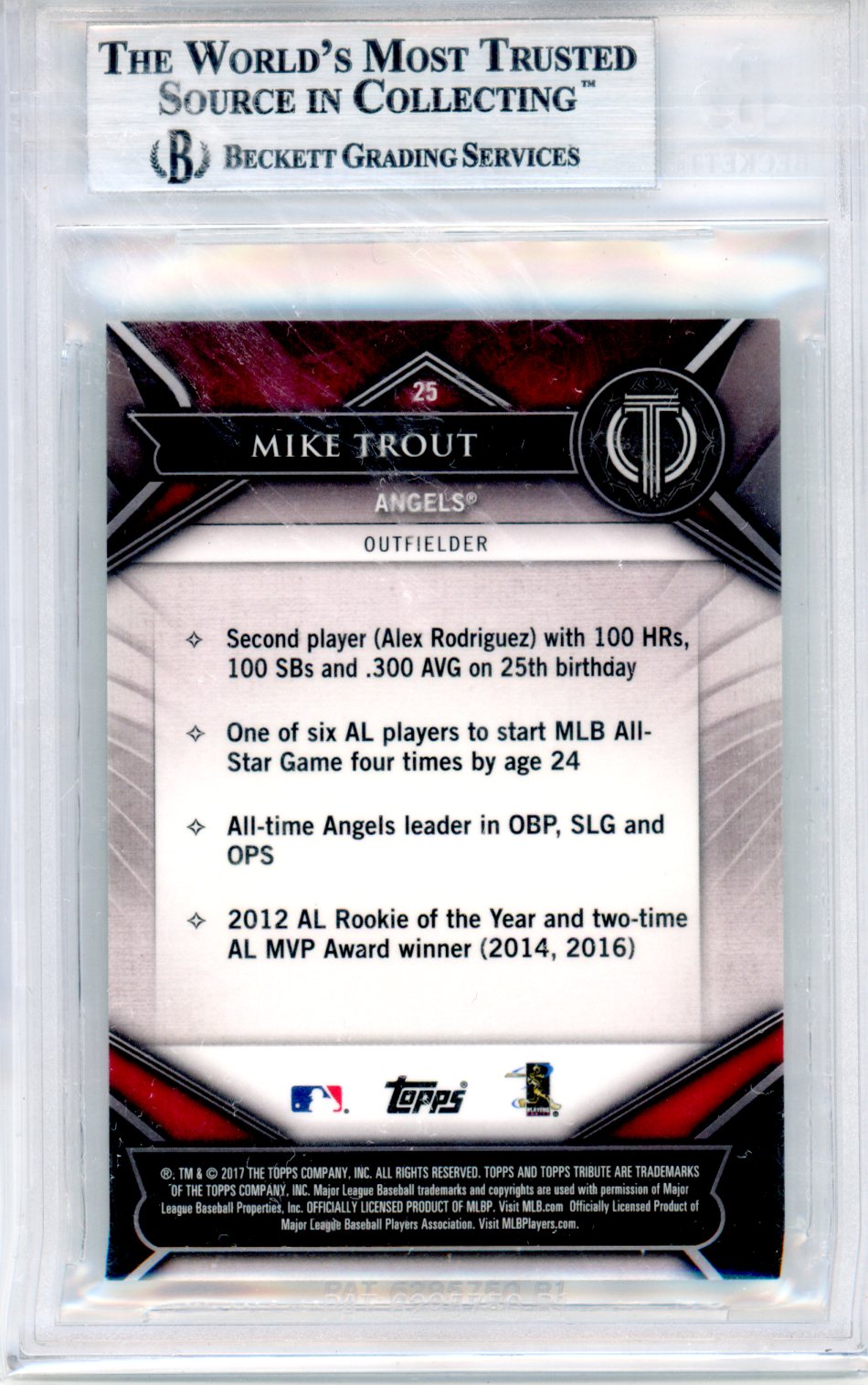 2017 Topps Tribute Green Mike Trout #25 BGS 9 /99 - Graded Sports Cards