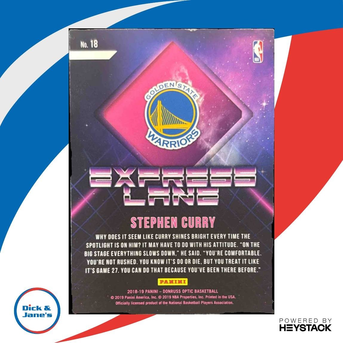 2018-19 Donruss Optic Stephen Curry Express Lane #18 Golden State Warriors - Sports Cards