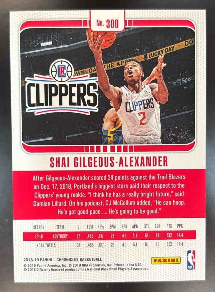 2018-19 Panini Chronicles Shai Gilgeous-Alexander Pink #300 RC Clippers - Sports Cards