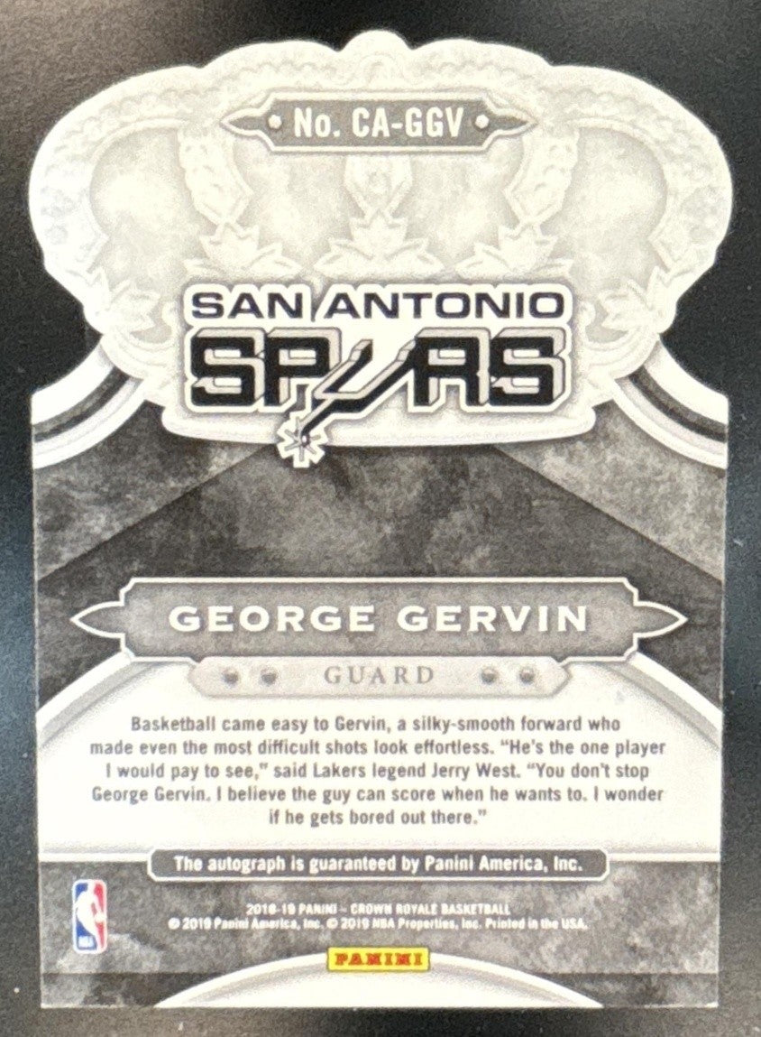 2018-19 Panini Crown Royale George Gervin Auto Blue /35 San Antonio Spurs - Sports Cards