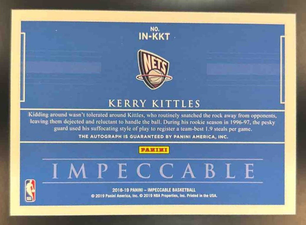 2018-19 Panini Impeccable Kerry Kittles Indelible Ink /99 Auto New Jersey Nets - Sports Cards