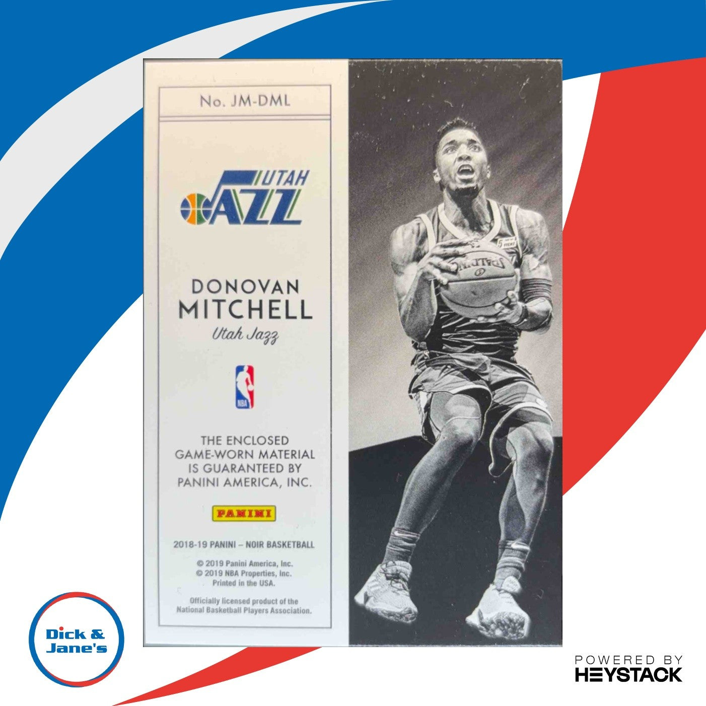 2018-19 Panini Noir Donovan Mitchell Jumbo Material /49 #JM-DML MEM Utah Jazz - Sports Cards