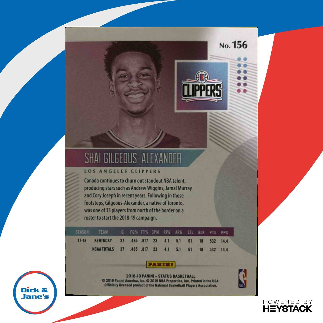 2018-19 Panini Status Shai Gilgeous-Alexander #56 RC Los Angeles Clippers Rookie - Sports Cards