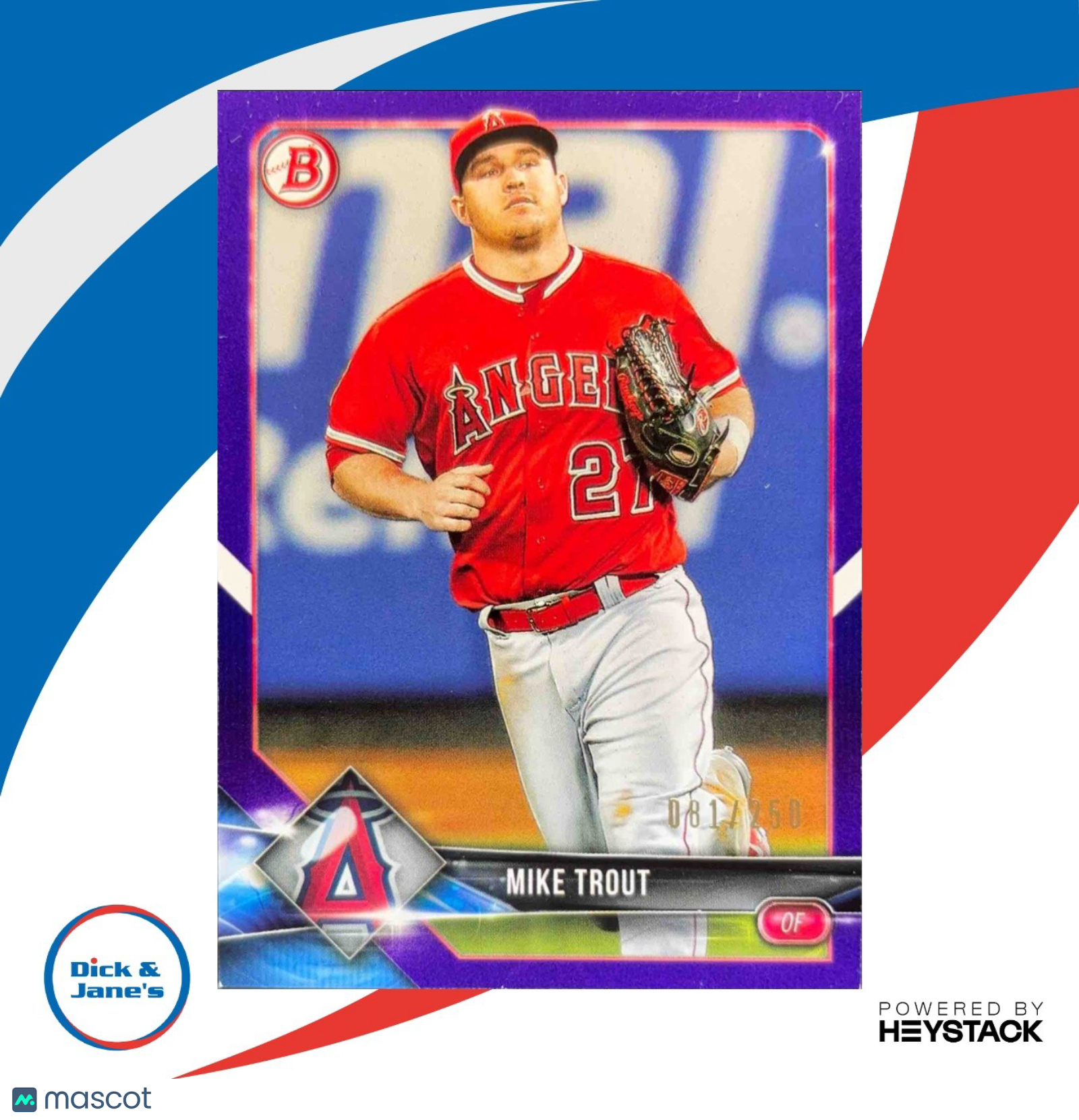 2018 Bowman Mike Trout Purple 81/250 #1 Los Angeles Angels - Sports Cards