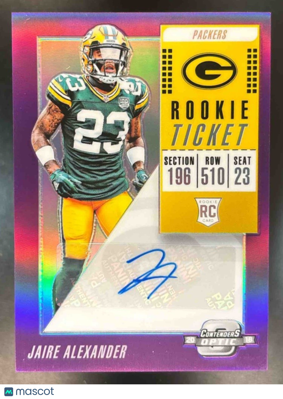 2018 Contenders Optic Jaire Alexander Purple Auto /99 #150 RC Green Bay Packers - Sports Cards