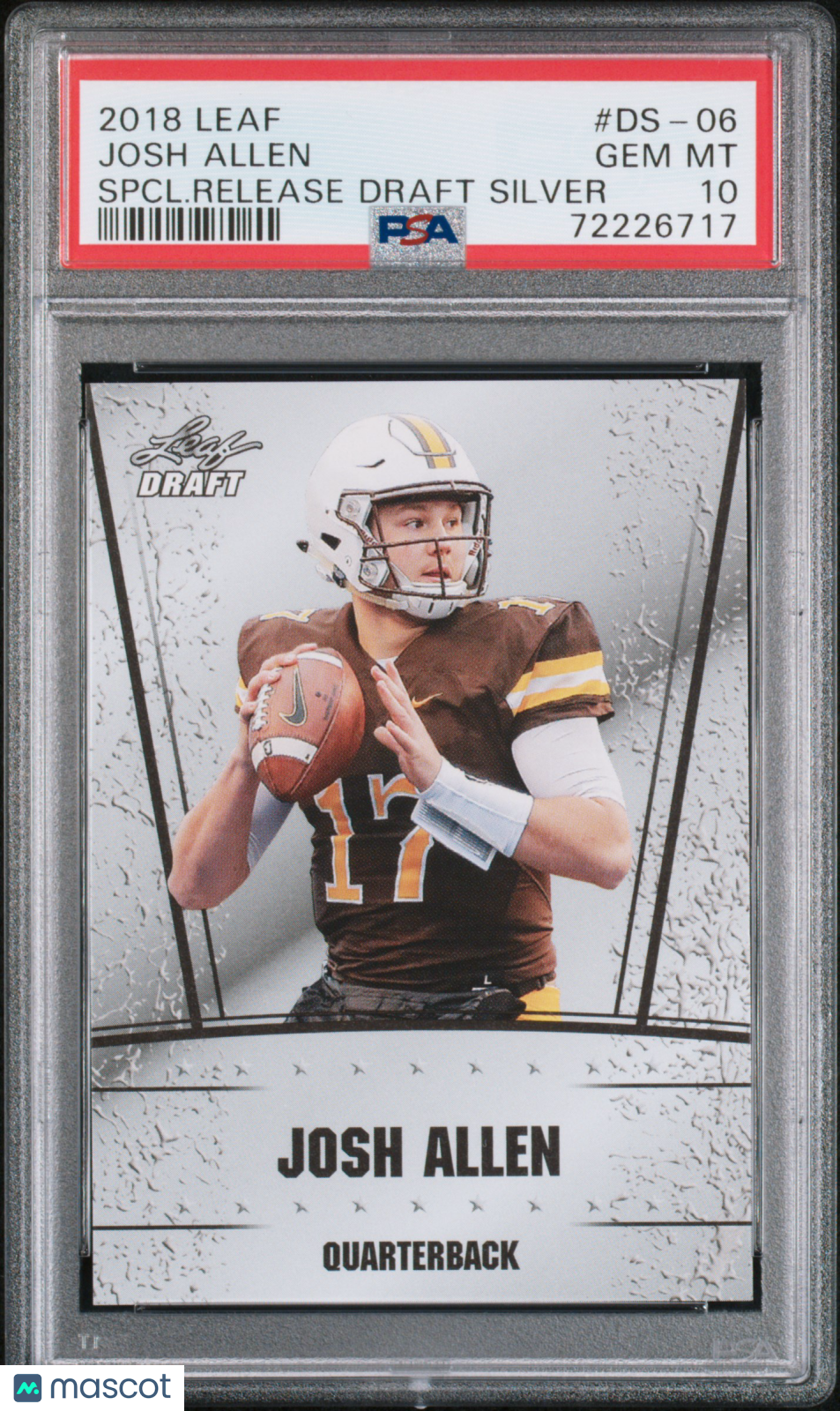 2018 Leaf Special Release Draft Silver Josh Allen #DS-06 PSA 10 GEM MINT - Graded Sports Cards