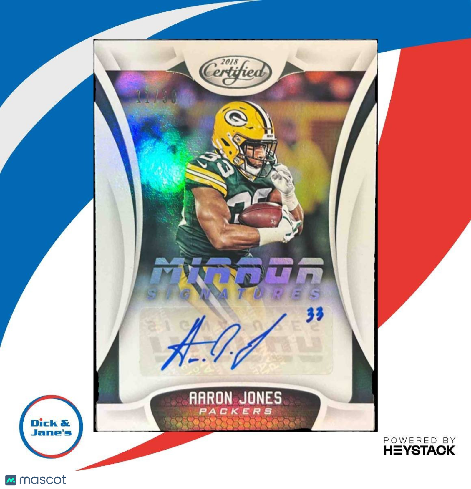 2018 Panini Certified Aaron Jones Mirror Signatures /50 Auto Green Bay Packers - Sports Cards
