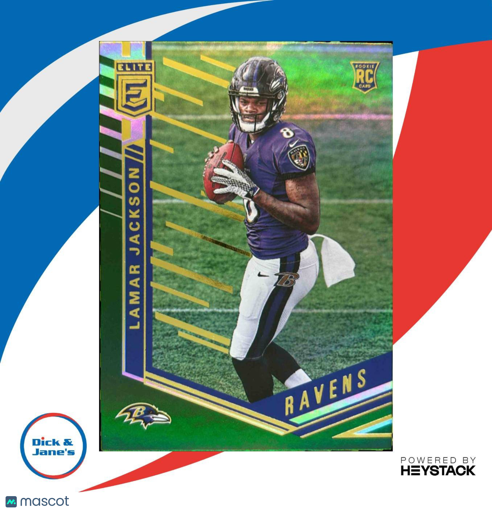 2018 Panini Donruss Elite Lamar Jackson Green #167 RC Baltimore Ravens - Sports Cards