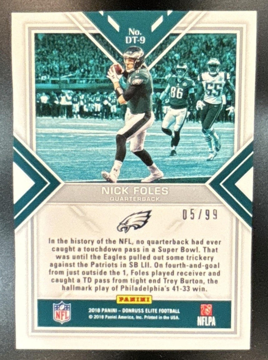 2018 Panini Donruss Elite Nick Foles Dual Threats Red /99 Philadelphia Eagles - Sports Cards