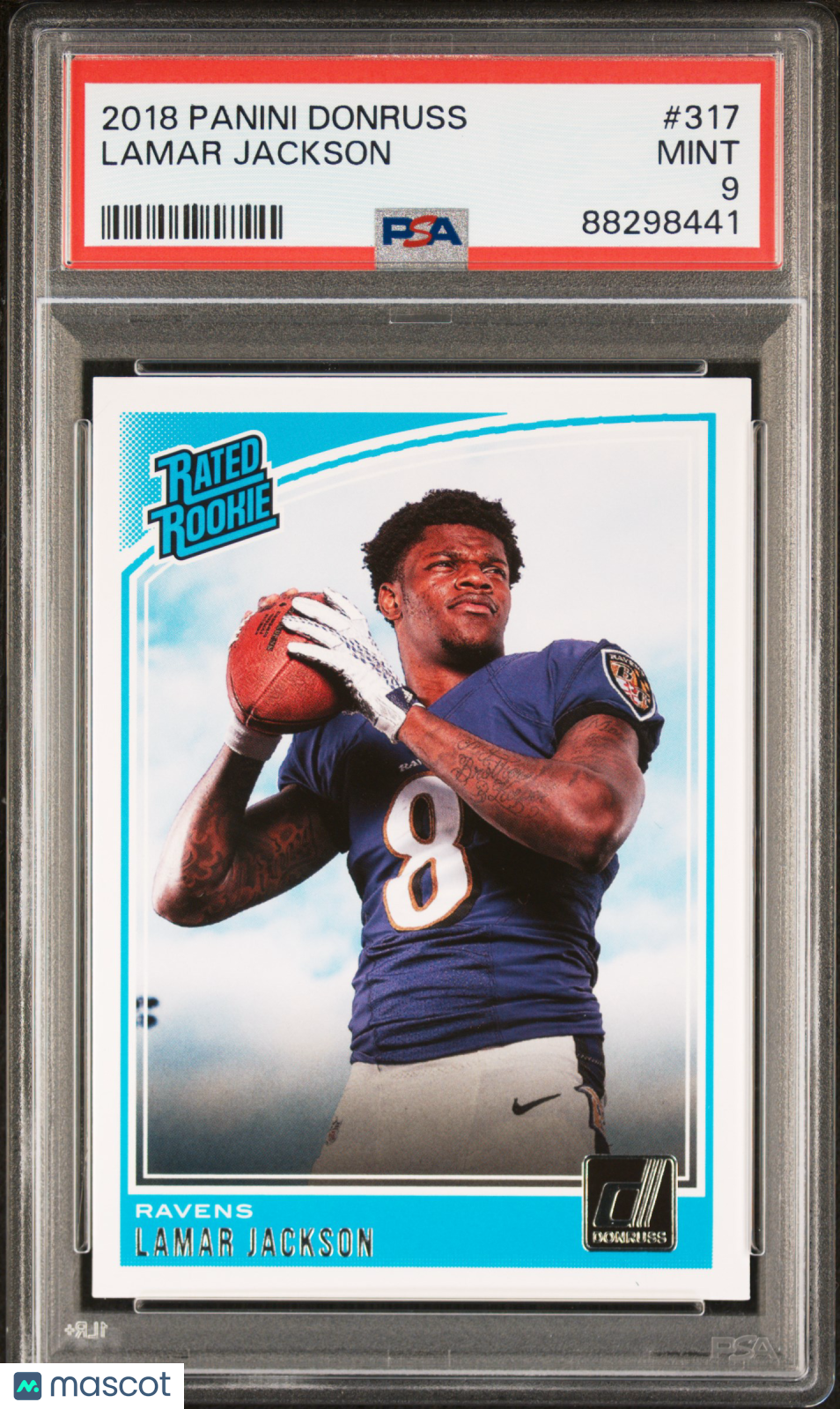 2018 Panini Donruss Lamar Jackson Rated Rookie #317 PSA 9 Baltimore Ravens Graded Sports Cards