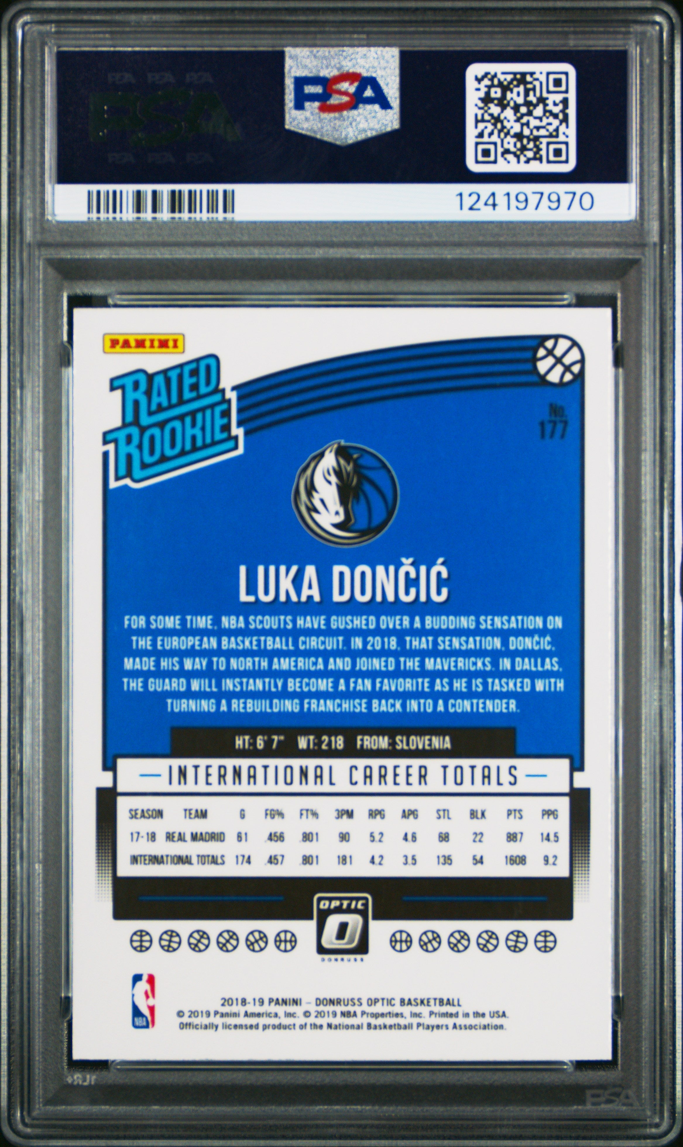 2018 Panini Donruss Optic Luka Doncic #177 PSA 9 - Graded Sports Cards