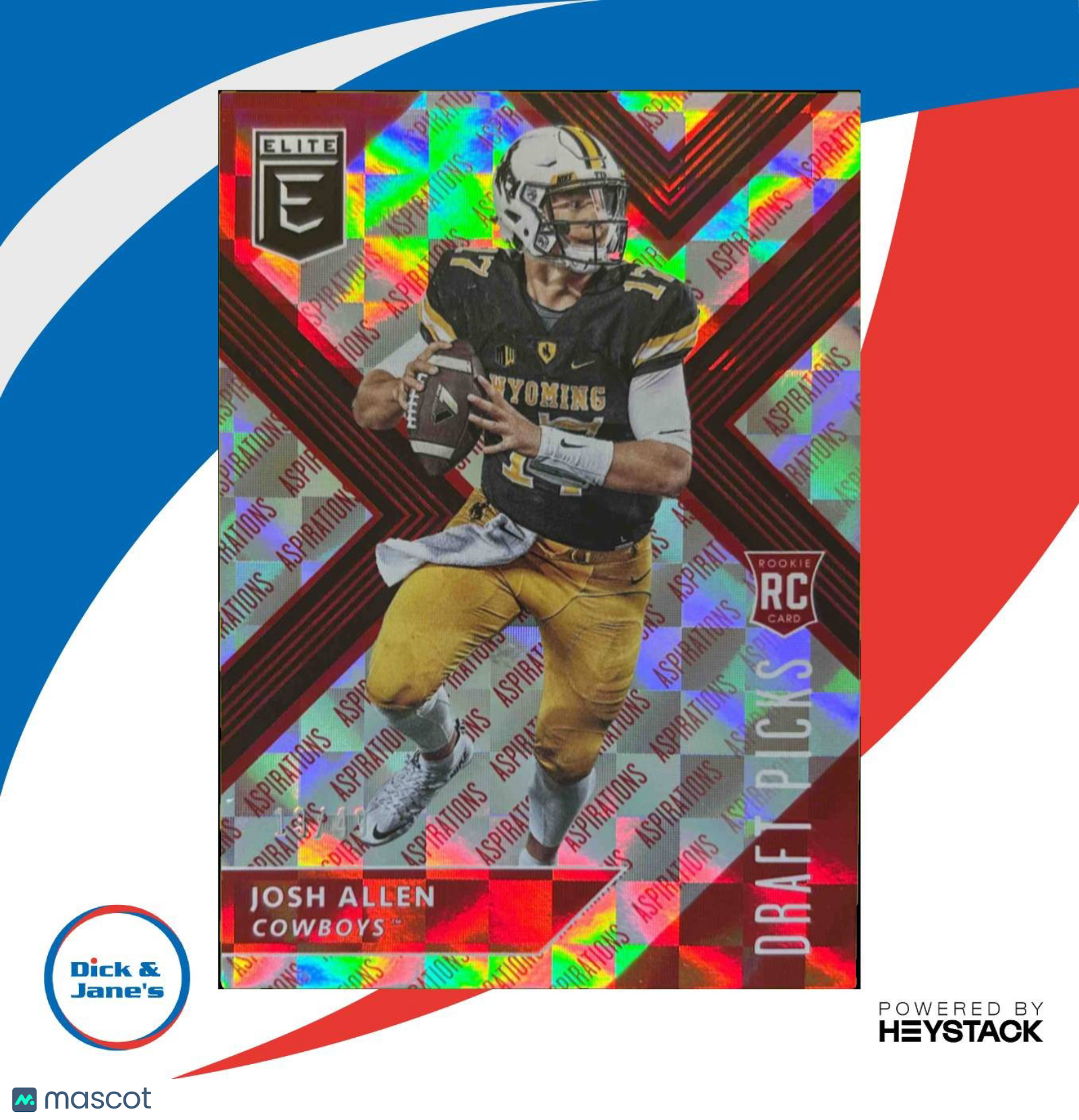 2018 Panini Elite Draft Picks Josh Allen Aspirations Red /49 #103RC Wyoming RC - Sports Cards