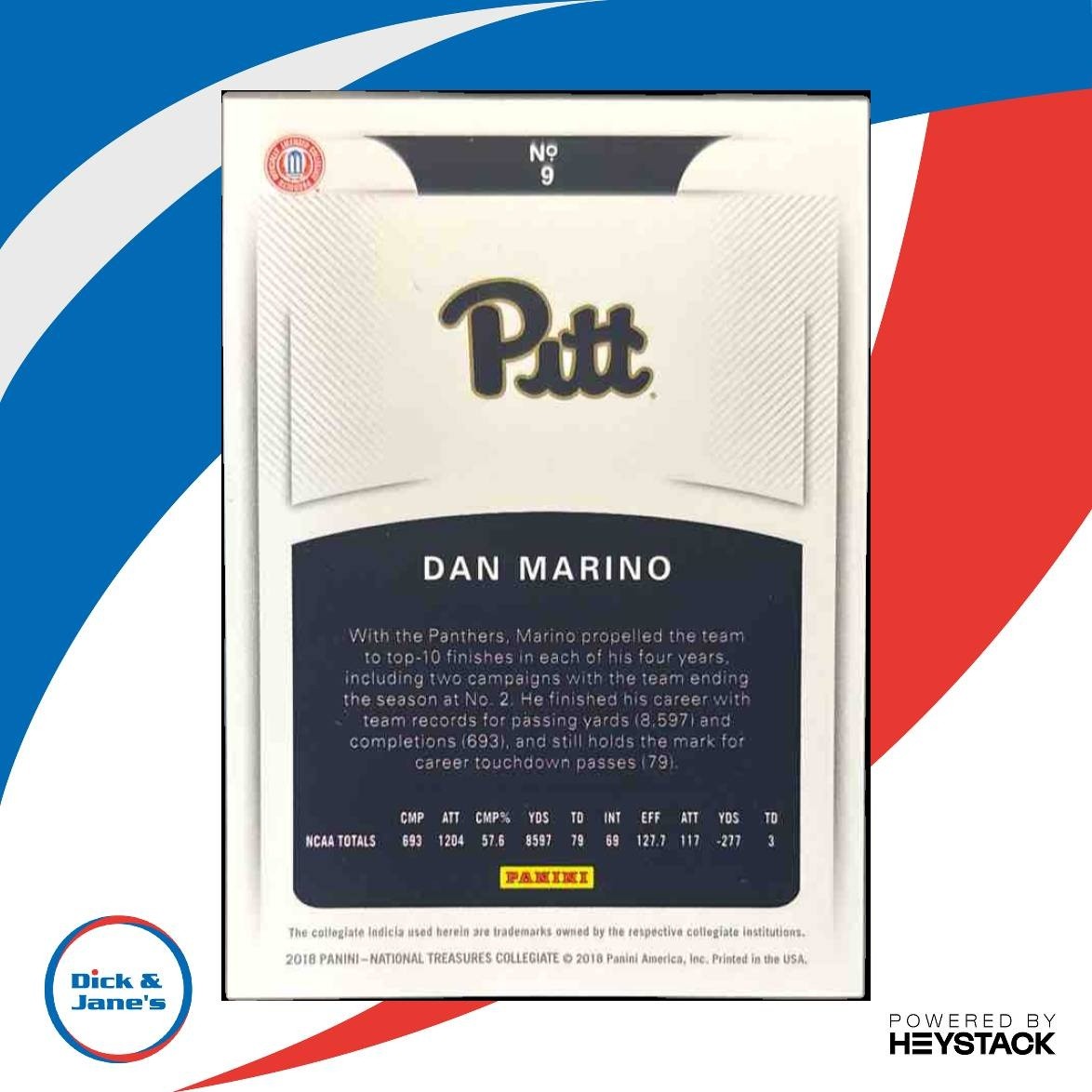 2018 Panini National Treasures Collegiate Dan Marino Century Red /25 #9 - Sports Cards