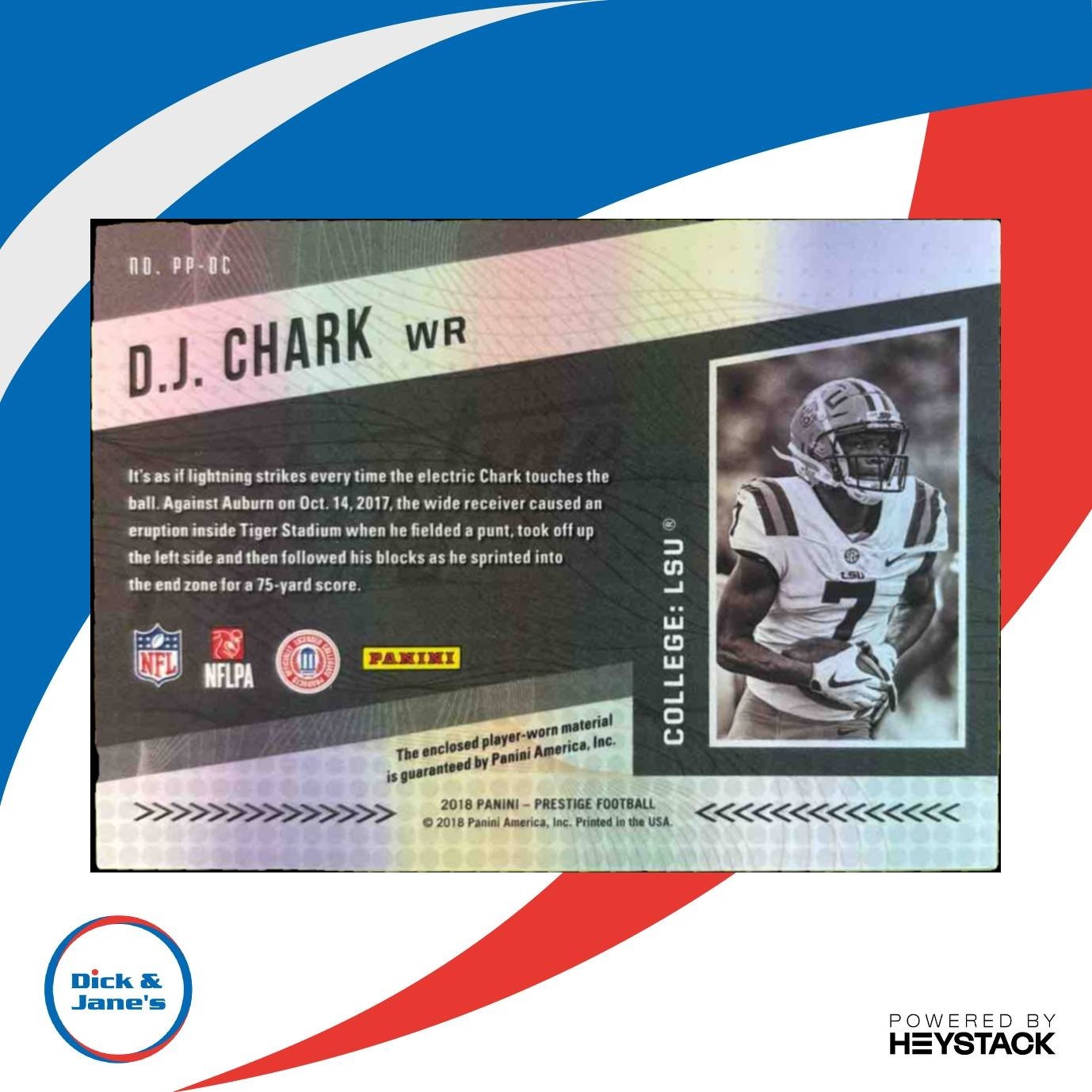 2018 Panini Prestige DJ Chark NFL Passport Memorabilia #PP-DC RC LSU Tigers - Sports Cards