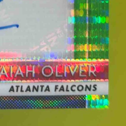 2018 Panini Prizm Isaiah Oliver Rookie Auto Neon Green Pulsar RC Atlanta Falcons - Sports Cards