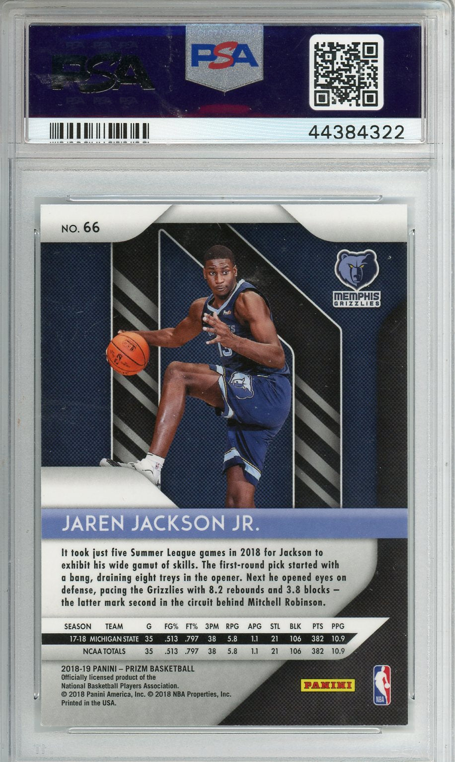 2018 Panini Prizm Jaren Jackson JR. #66 PSA 9 - Graded Sports Cards