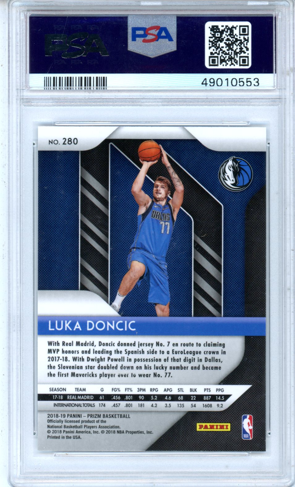 2018 Panini Prizm Luka Doncic Rookie #280 PSA 9 Dallas Mavericks - Graded Sports Cards