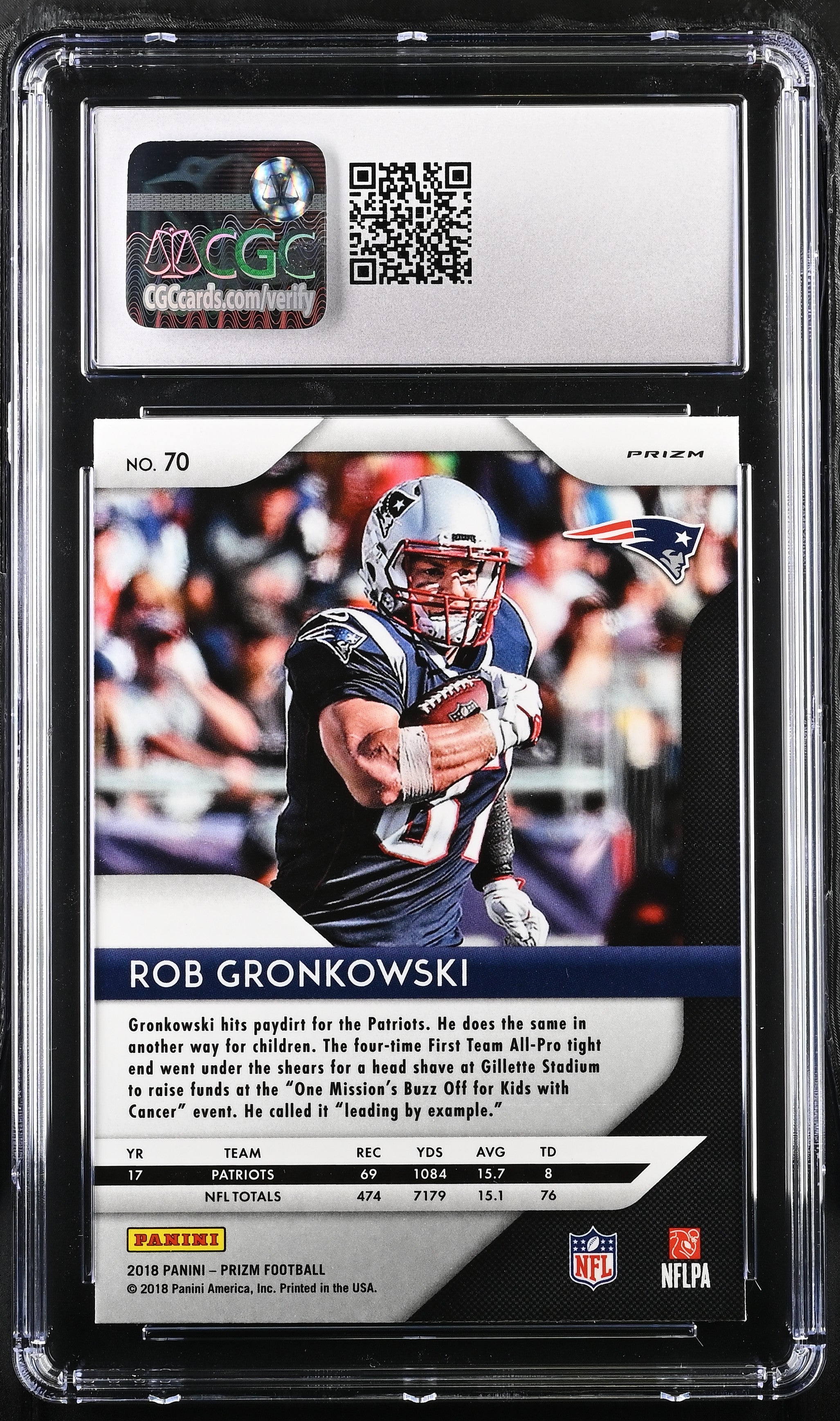 2018 Panini Prizm Rob Gronkowski Neon Green Pulsar #70 CGC 10 - Graded Sports Cards