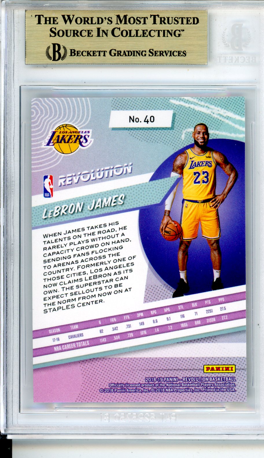 2018 Panini Revolution LeBron James #40 BGS 9.5 GEM MINT Los Angeles Lakers - Graded Sports Cards