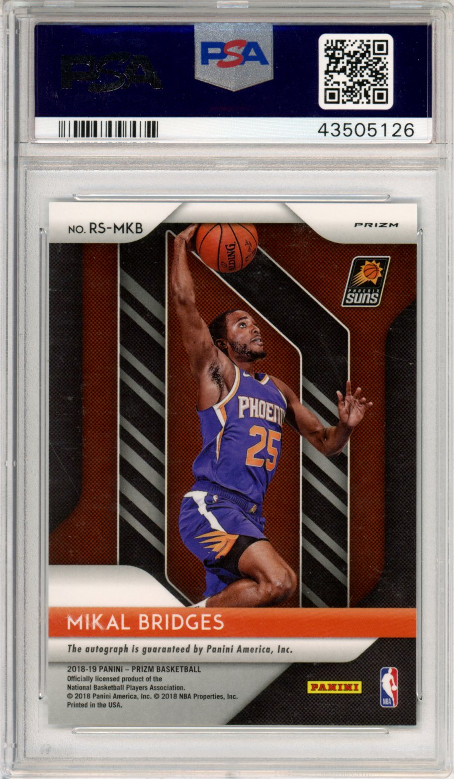 2018 Prizm Rookie Signatures Mikal Bridges Silver Auto PSA 10 Phoenix Suns Graded Sports Cards