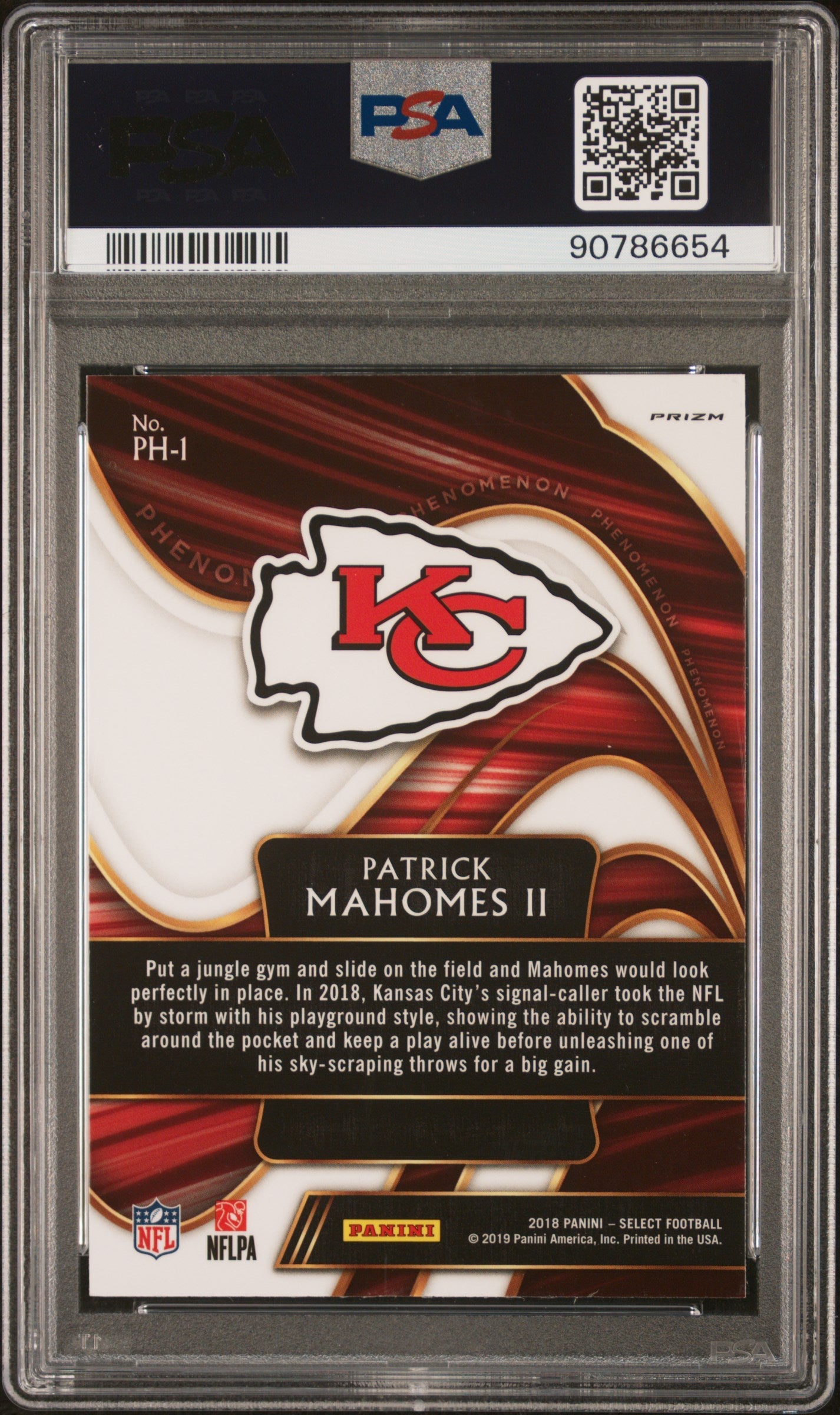 2018 Select Phenomenon Patrick Mahomes II Prizm #PH1 PSA 10 Kansas City Chiefs Graded Sports Cards