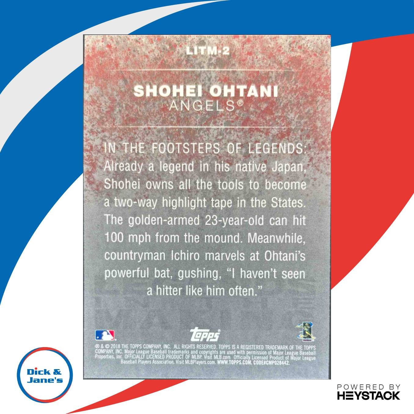 2018 Topps Shohei Ohtani Legends in the Making (Series 2) RC Los Angeles Angels - Sports Cards