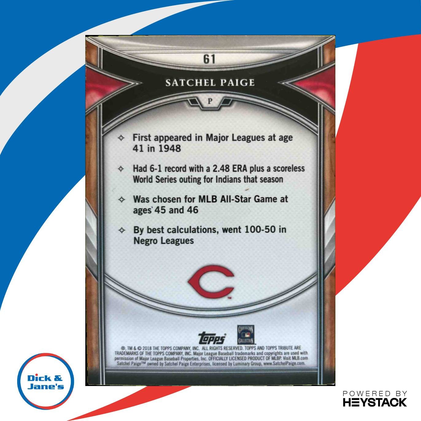 2018 Topps Tribute Satchel Paige Purple 36/50 #61 Cleveland Indians - Sports Cards