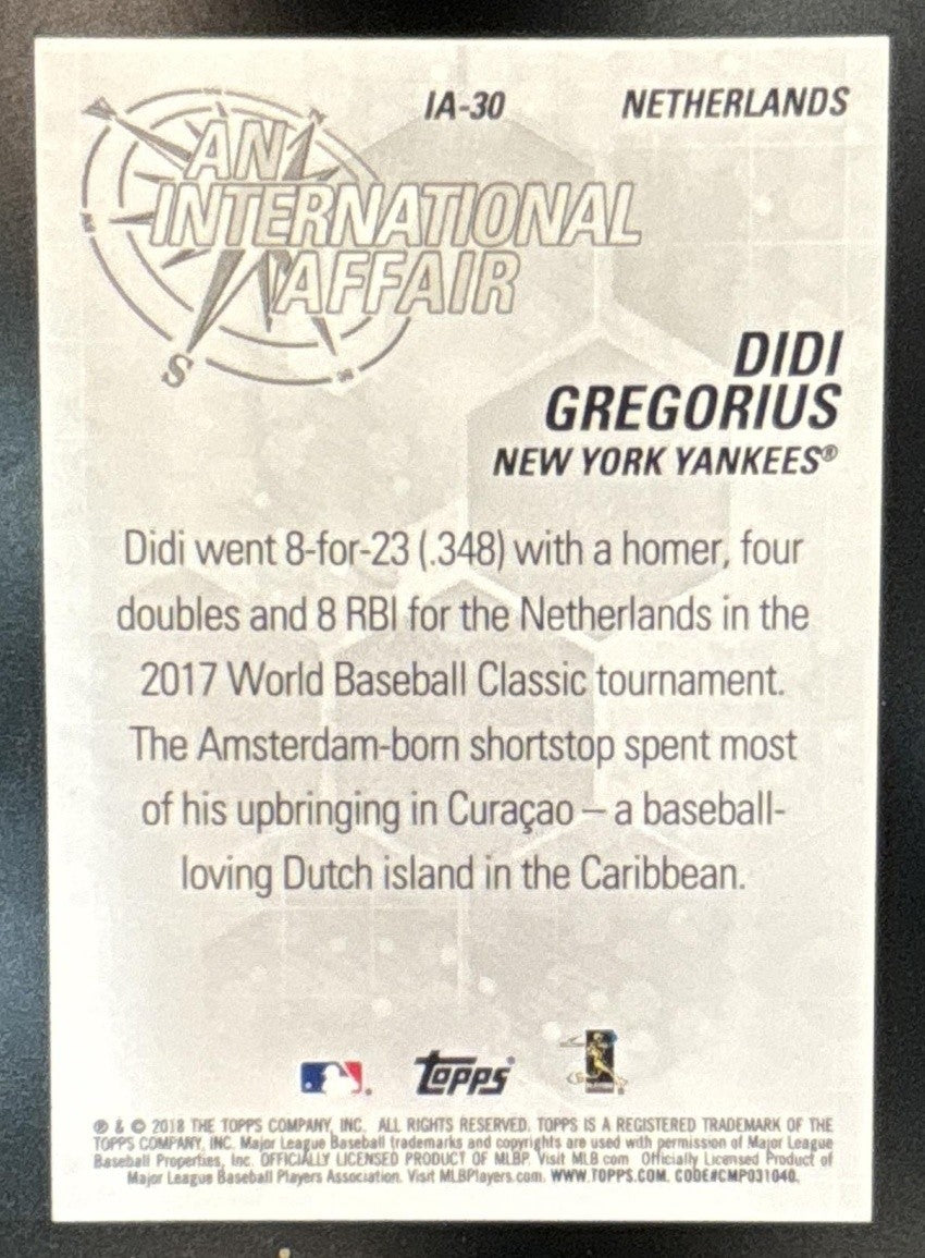 2018 Topps Update Didi Gregorius An International Affair Black /299 Yankees - Sports Cards