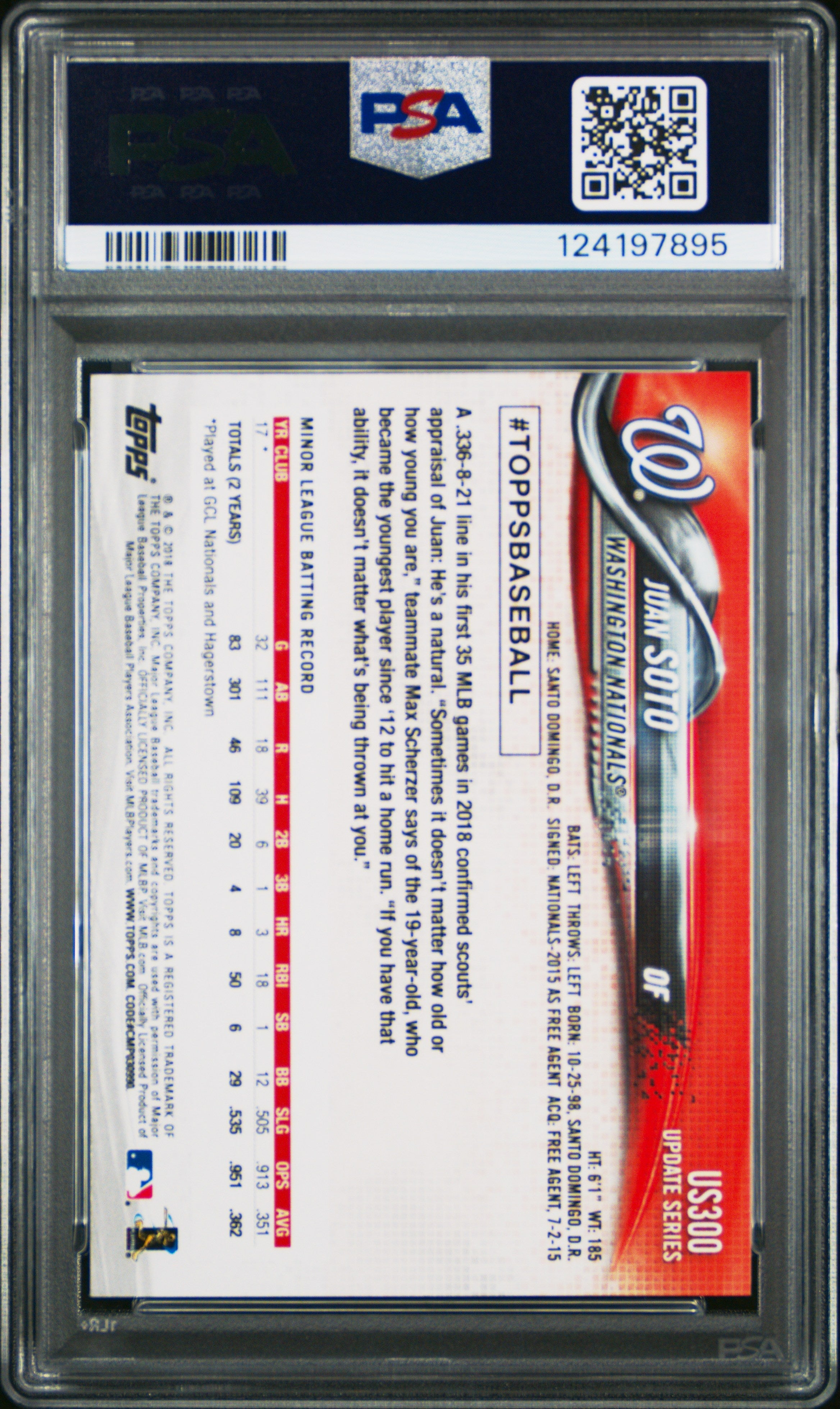 2018 Topps Update Juan Soto #US300 PSA 9 Rookie - Dick