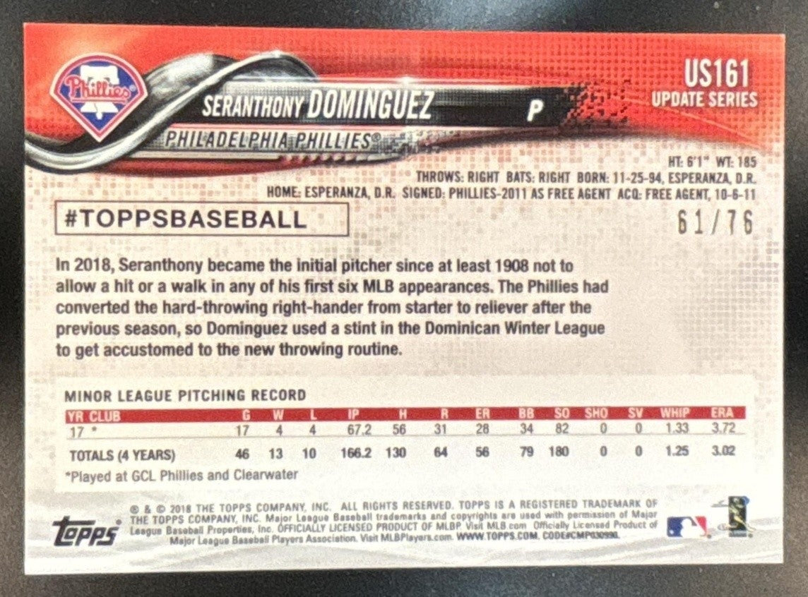 2018 Topps Update Seranthony Dominguez Independence Day /76 #US161 RC Phillies - Sports Cards
