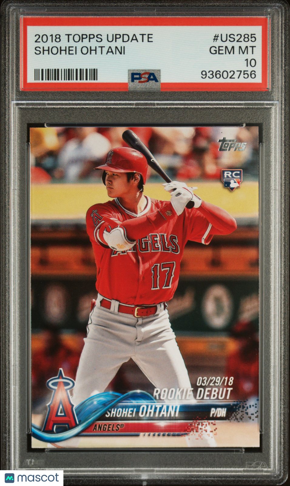 2018 Topps Update Shohei Ohtani Rookie #US285 PSA 10 GEM MINT Los Angeles Angels - Graded Sports Cards