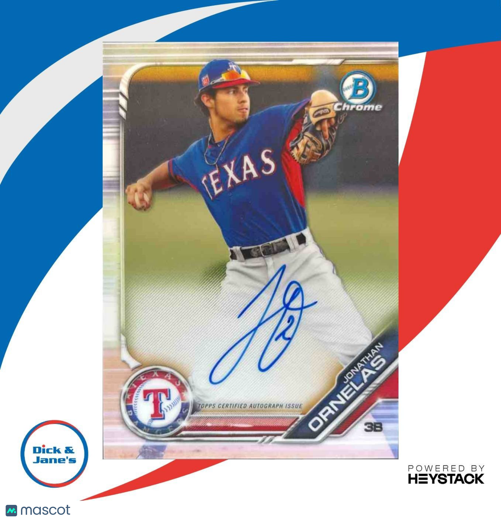 2019 Bowman Chrome Jonathan Ornelas Prospects Auto #CPA-JOR Texas Rangers - Sports Cards