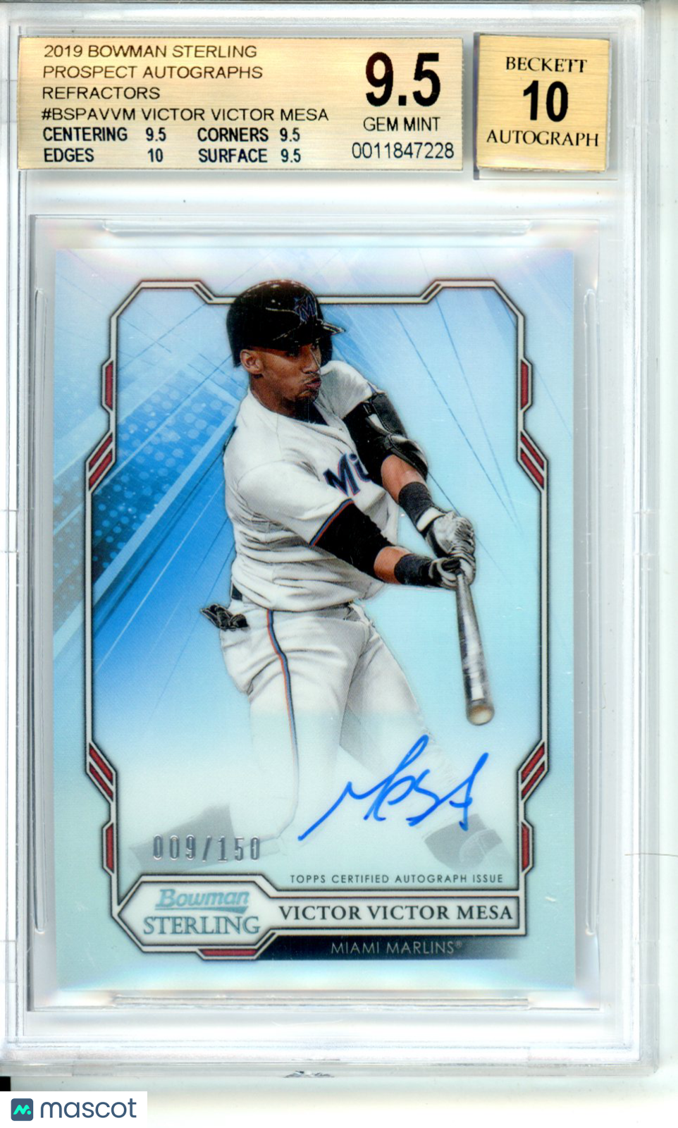 2019 Bowman Sterling Prospect Autographs Refractors V Victor Mesa BGS 9.5 GEM - Graded Sports Cards
