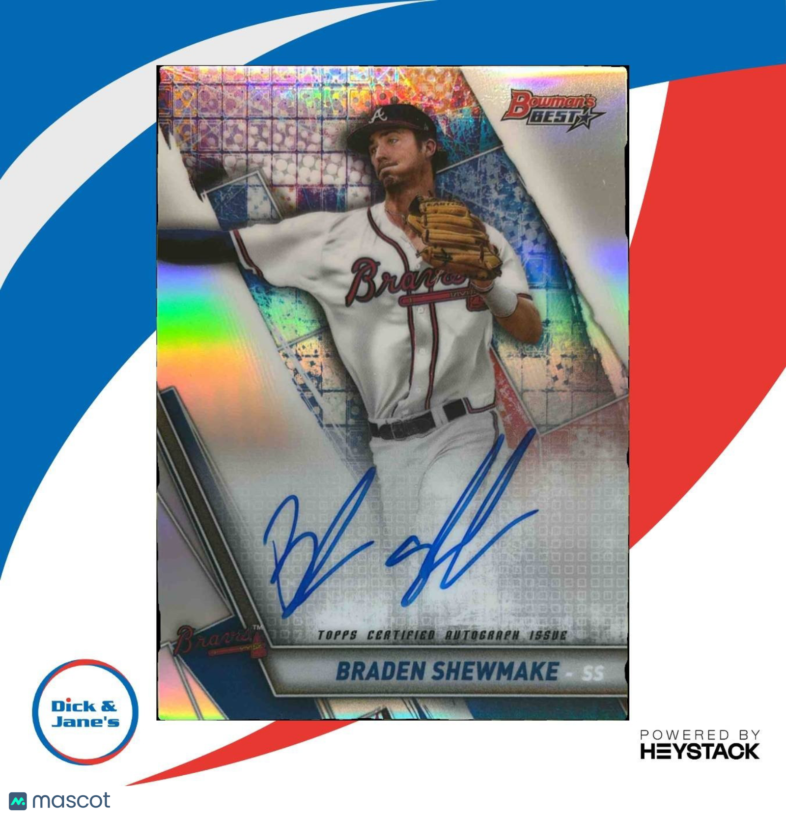 2019 Bowman’s Best Braden Shewmake Best of Auto #B19-BSH Atlanta Braves - Sports Cards