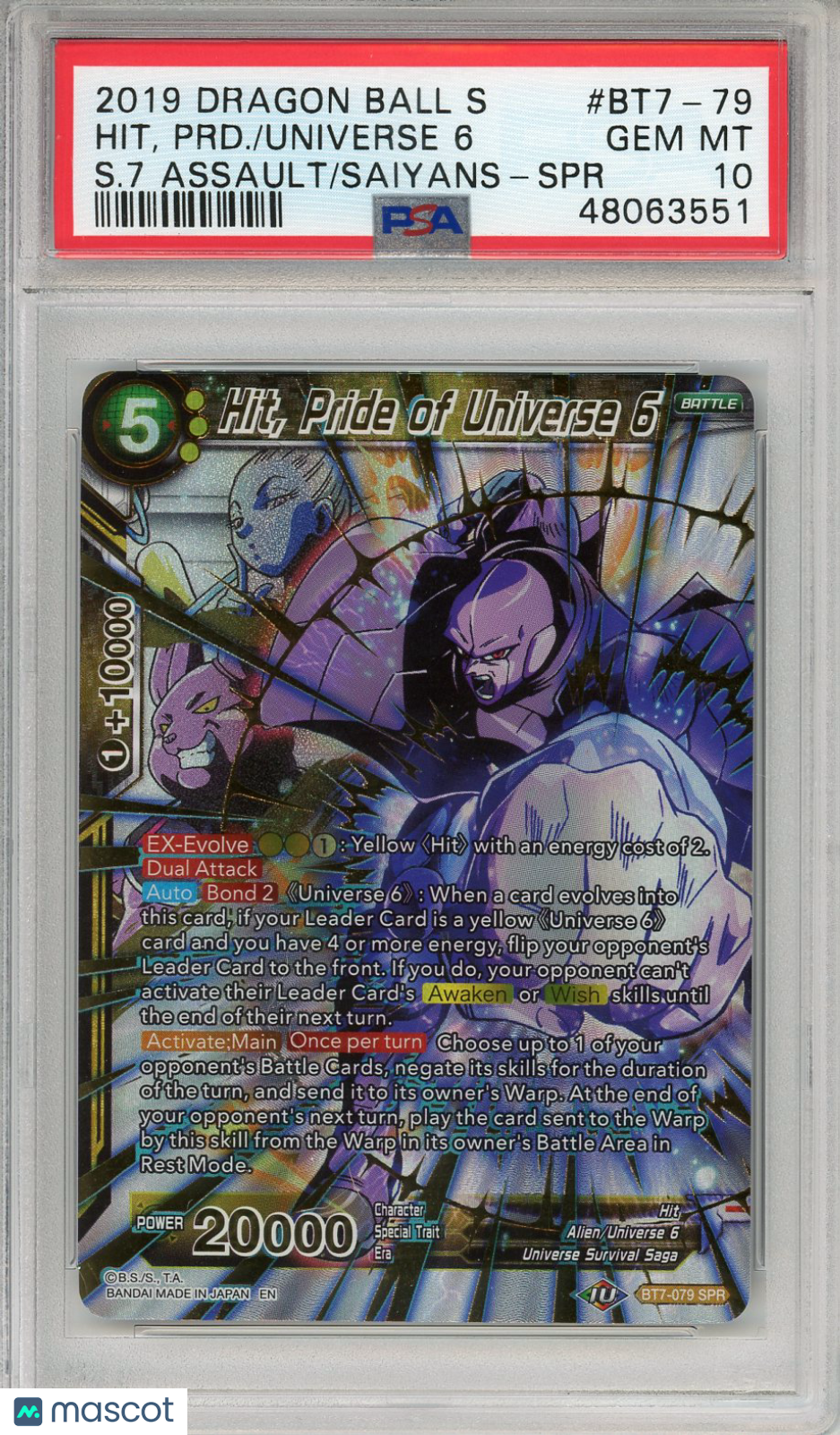 2019 Dragon Ball Super Card Game Series 7 Assault Of The Saiyans PSA 10 - Graded TCG/CCG