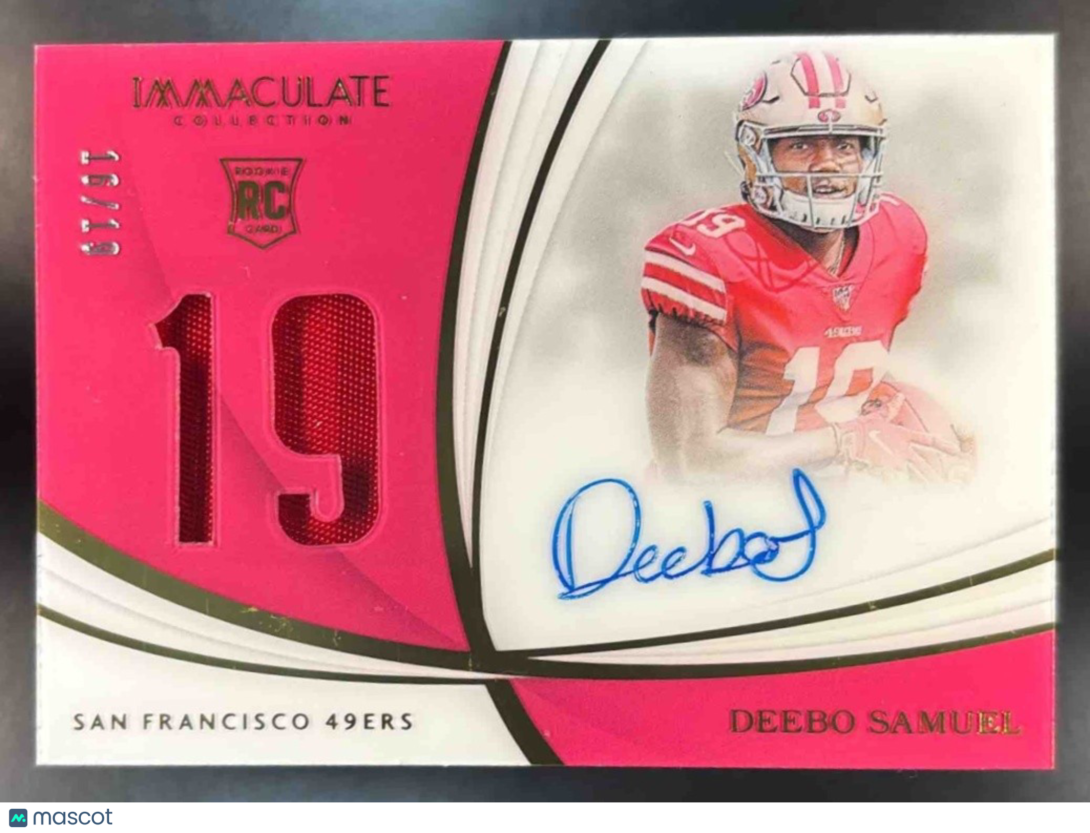 2019 Immaculate Collection Deebo Samuel Patch Auto /19 MEM RC San Francisco 49er - Sports Cards