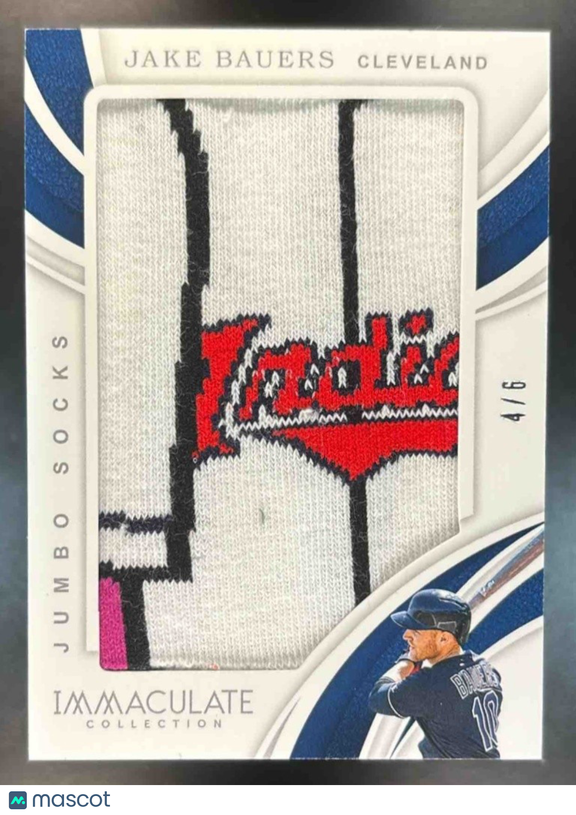 2019 Immaculate Collection Jake Bauers Jumbo Socks /6 MEM RC Cleveland Indians - Sports Cards
