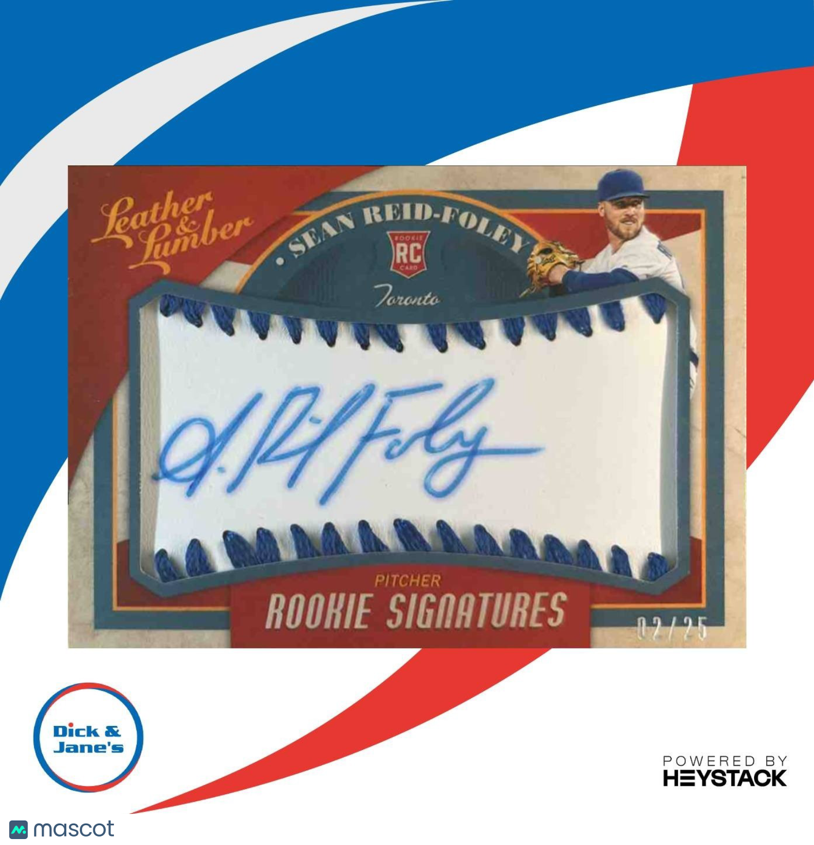 2019 Leather & Lumber Sean Reid Foley Rookie Signature Silver /25 #117 Blue Jays - Sports Cards