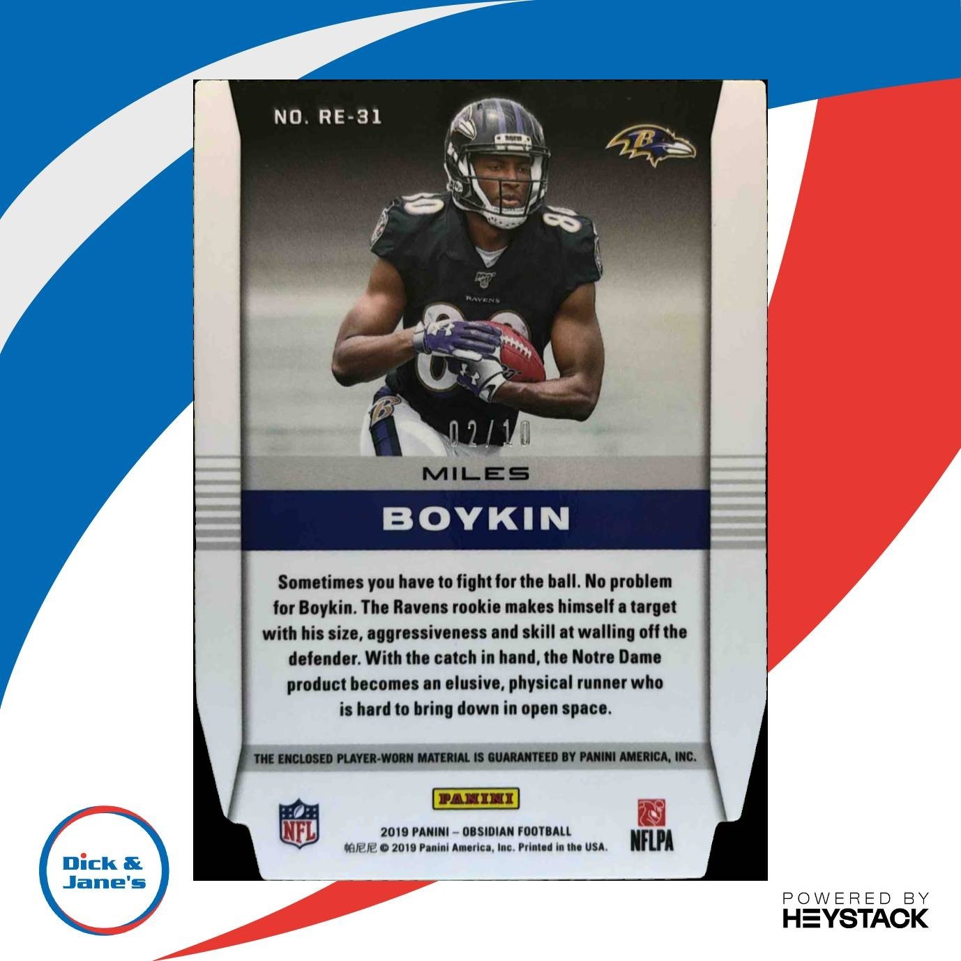 2019 Obsidian Miles Boykin Rookie Eruption Electric Etch Yellow /10 Ravens - Sports Cards